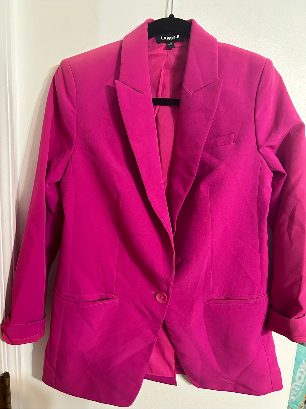 Express Women's Hot Pink Single-Button Blazer Jacket